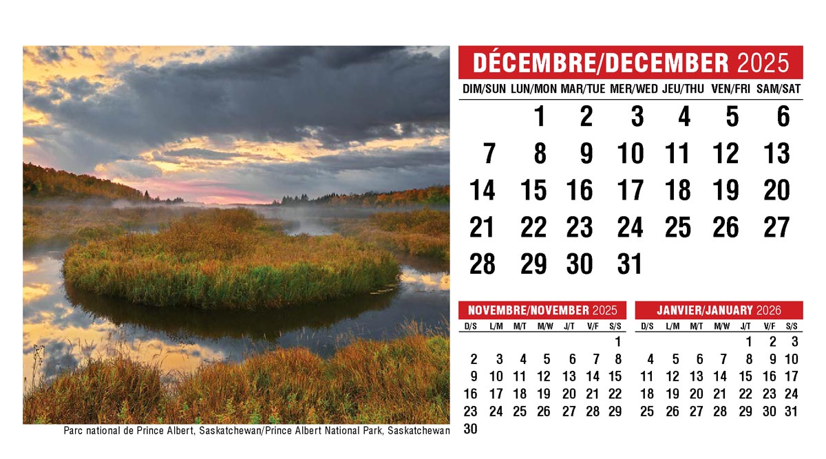 Galleria Canadian Scenes( ENG/Fr) Promotional Desk Calendar- 2026